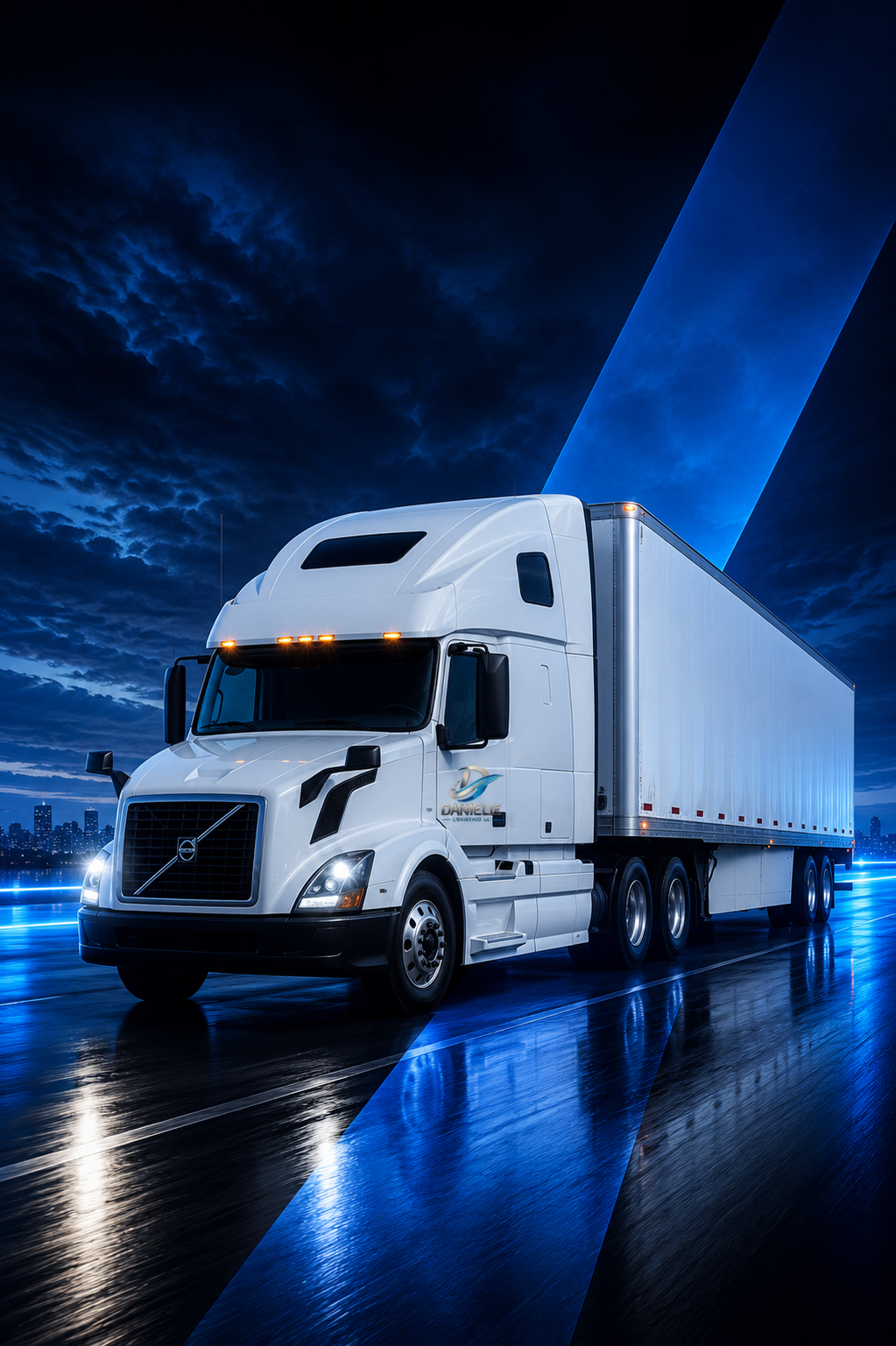 Danielle Logistics LLC Volvo semi-truck — owner-operators earning 88% gross per load, consistent lanes, Charlotte, NC